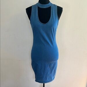 Forever 21 Denim Bodycon Mini Dress with Cut Out